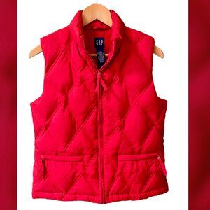 GAP Down Feather Filled Red Quilted Puffer Vest Women's size S